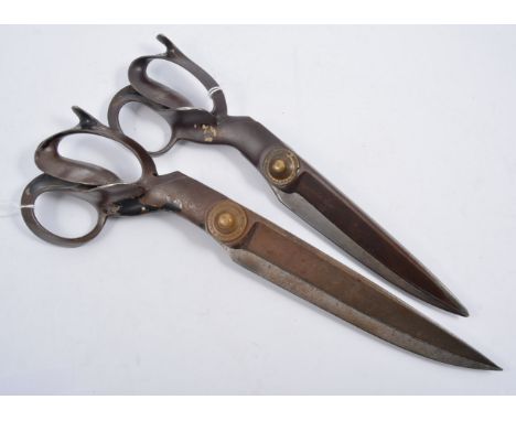 Two pairs of large American taylors shears, by R Heinisch Inventor Newark N.J. USA, 39cm and 33cm.