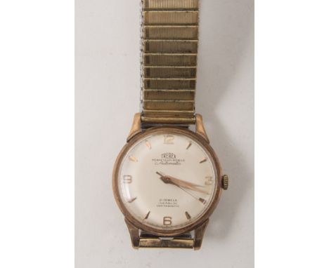 A gentleman's Trebex wrist watch, a Perpetum-Mobile Automatic 21 jewel watch with circular cream baton dial having quarter ar