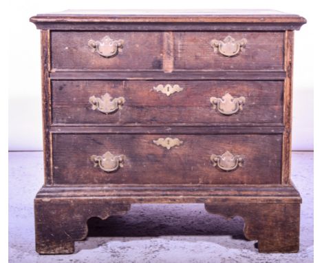 Georgian oak chest commode, hinged lid, dummy drawer fascia, bracket feet, width 58cm.