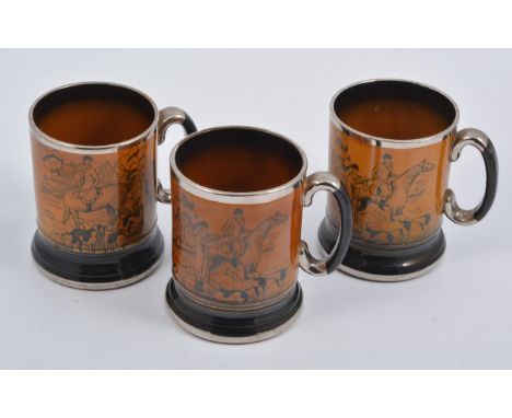 Five Arthur Wood pottery Hunting Days tankards, 12cms, (5).