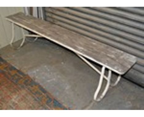 Metal framed garden bench.