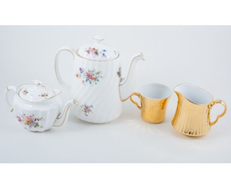 Royal Crown Derby 'Derby Posies', teaware, Minton floral tea service, tea for two Royal Worcester, gilded.