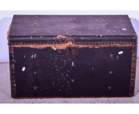 Victorian cloth covered trunk and a tin trunk, (2).