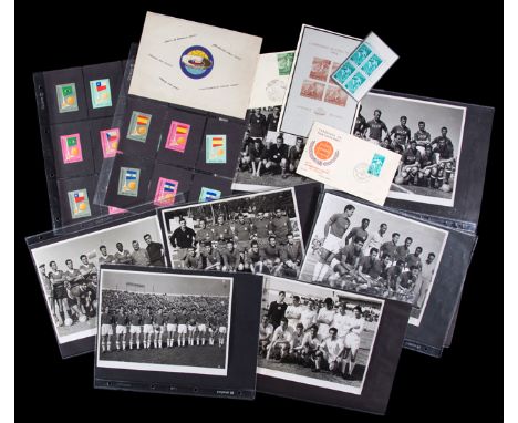 1962 World Cup memorabilia,
unused ticket for the West Germany v Switzerland group match, postal covers, postcards, philateli