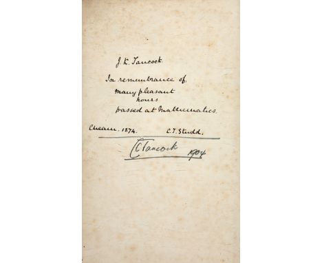 A copy of The Poetical Works of Geoffrey Chaucer with signed presentation inscription by the future England cricketer C T Stu
