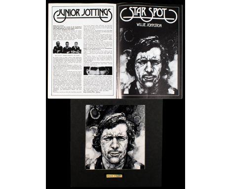 An original artwork portrait of the West Bromwich Albion player Willie Johnson,
drawn for the 'Star Spot' feature in the Albi