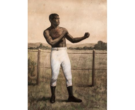 A.D. Bastin (active 1871-1900)
PORTRAIT OF THE AUSTRALIAN HEAVYWEIGHT BOXER PETER "BLACK PRINCE" JACKSON
signed by the artist