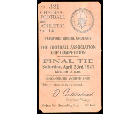 Ticket for the Tottenham Hotspur v Wolverhampton Wanderers F.A. Cup Final played at Stamford Bridge 23rd April 1921