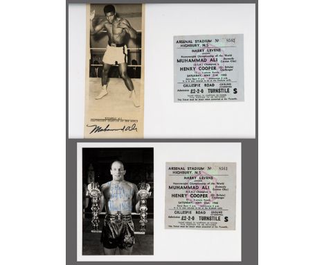 A pair of signed ticket and photographic presentations for the Muhammad Ali v Henry Cooper Heavyweight Championship of the Wo