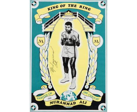 Muhammad Ali signed 'King of the Ring' poster,
colour poster with surperb, large vintage Muhammad Ali signature running verti