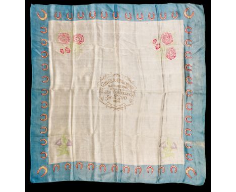 A boxing silk commemorating the Ginger Osborne v Jem Connelly match for £200 at Walthamstow in 1898,
printed with details to 