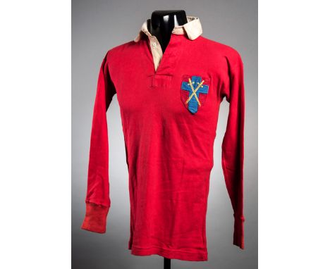 A British Army of the Rhine representative football shirt from the Billy Walker Collection,
by Umbro for Decathlon, red with 