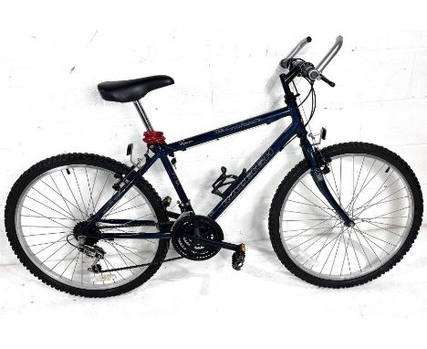 A Raleigh "Boulder" men's 15 speed mountain bike. Height from floor to bottom of seat post 70cm, 26 inch wheels.
