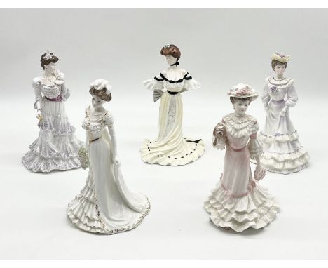 A collection of five Coalport "Golden Age" limited edition figures comprising of Alexandria at the Ball, Louisa at Ascot, Cha