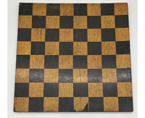 An antique wooden chessboard 51cm x 50cm