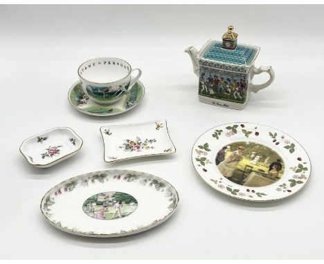 A collection of tennis related china including Sadler's teapot, Minton "On The Lawn", Wedgwood Wimbledon Collection, Royal Wo