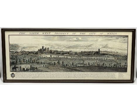 A hand coloured print of The North West Prospect of the City of Wells after Samuel and Nathanial Buck 