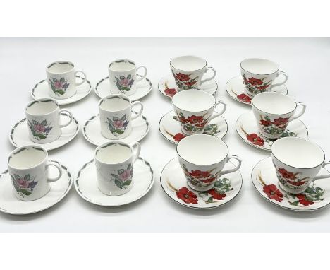 A Wedgwood Susie Cooper Design "Fragrance" part coffee set along with a Duchess " Poppies" part tea set 