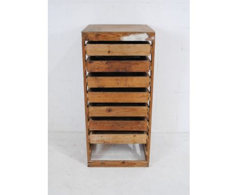 A vintage wooden apple store (1 shelf missing). 55cm x 61cm, height 119cm