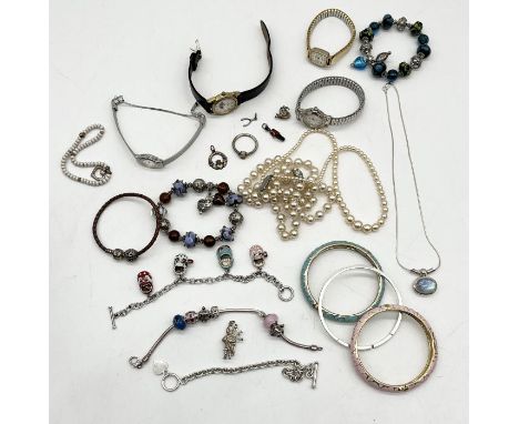 A collection of costume jewellery including 925 silver bangle, ring and bracelet etc.