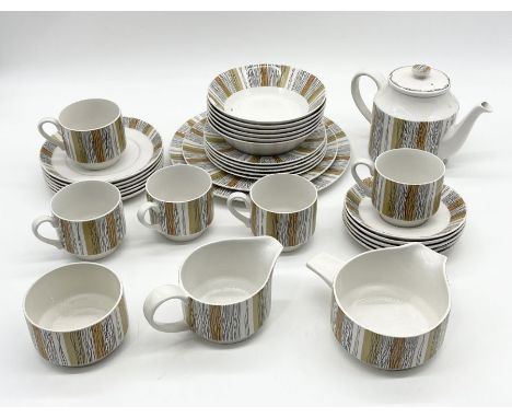 A Midwinter tea set comprising of tea pot, cups, saucers, sideplates etc