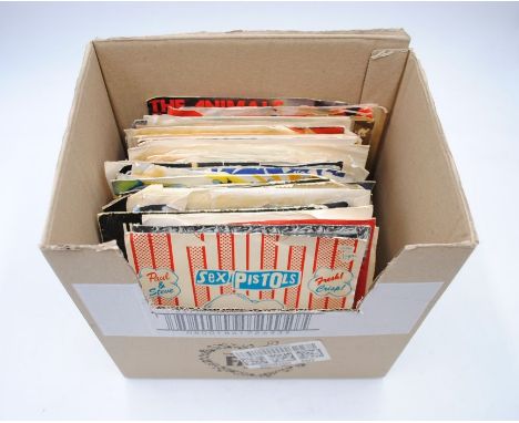 A quantity of various 7" vinyl records, including Queen, T. Rex, David Bowie, The Rolling Stones, The Animals, Bad Company, R