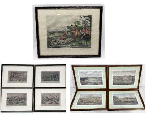 A collection of framed hunting themed prints including four by caricaturist John Leech, (overall size 30cm x 25cm) , a print 