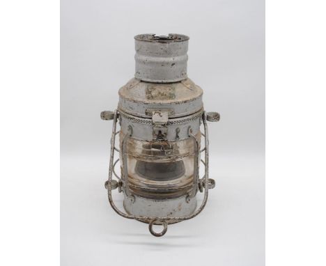 A large ship's lantern with nameplate reading "Davey, London 1925 Ship's Lamp" - 44cm high
