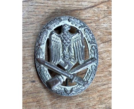 Army/Waffen-SS General Assault Badge, 1940early silver plated issue, unmarked.