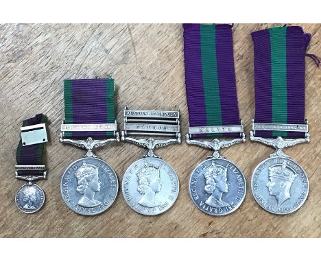 General Service Medals to 14413160 Sig J.E Johnson of the R SIGS with Palestine 1945-48 clasp, 23468469 Pet A. Booth of the F