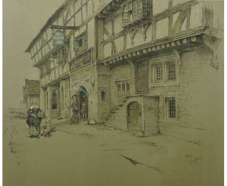 Cecil Aldin (1870-1935) British. 'The George Inn, Norton St Philip, Somerset', Lithograph with Stamp, Signed in Pencil, overa