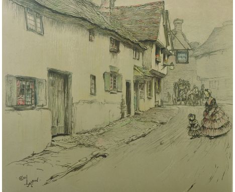 Cecil Aldin (1870-1935) British. 'The George Inn, Dorchester, Oxon, Lithograph with Stamp, Signed in Pencil, overall 15.25" x