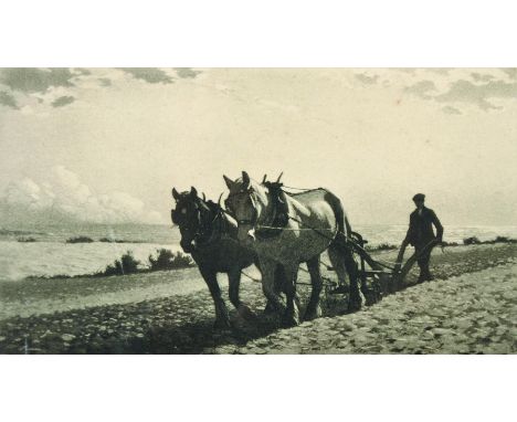Joseph Kirkpatrick (1872-1936) British. "The Wooden Plough", Etching, Signed in Pencil, and Inscribed on label on the reverse