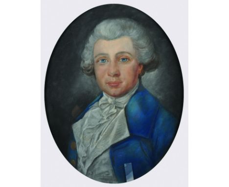 Circle of John Russell (174501806) British. Portrait of a Man, Pastel, Oval, 19" x 14.5", and the companion piece, a pair (2)