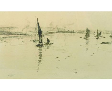 William Lionel Wyllie (1851-1931) British. A Shipping Scene, Etching, 8.25" x 12.75".