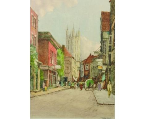 Willian Tatton Winter (1855-1928) British. "St Margaret's Street, Canterbury", Coloured Etching with Stamp, Signed in Pencil,