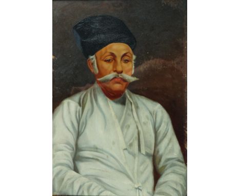 19th Century English School. Portrait of an Indian Man, Oil on Board, Inscribed 'Painted from a Photograph, May 1864', with M