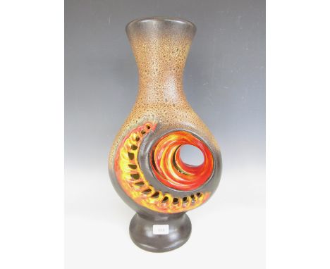 A large 1960s lava-glazed ceramic lamp base