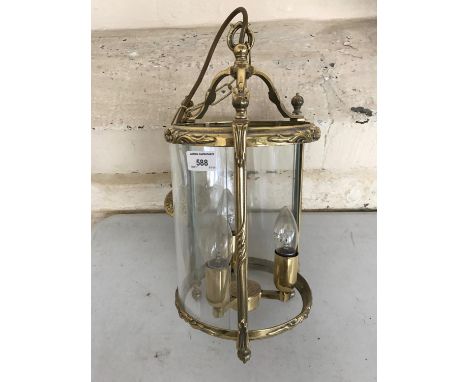 A quality reproduction brass pendant ceiling light / lantern (a/f), 40 cm drop