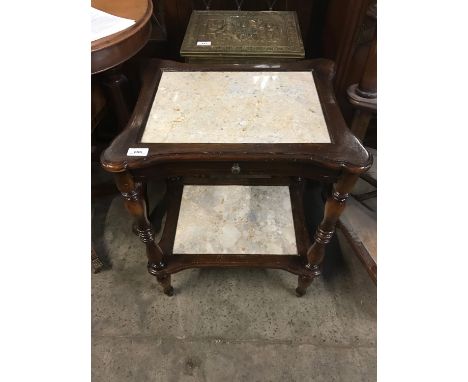 A reproduction marble topped hardwood lamp/ bedside table, 66 cm