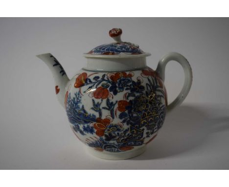 A clobbered Worcester porcelain teapot circa 1770