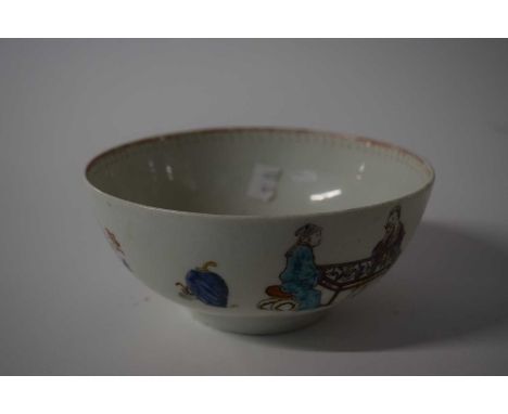 A Worcester porcelain bowl decorated with the Chinese Family pattern, circa 1770 (worn), 15cm diameter