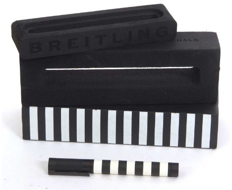 A Breitling pen, the black and white ballpoint pen, with rotating branded barrel, in custom branded boxed