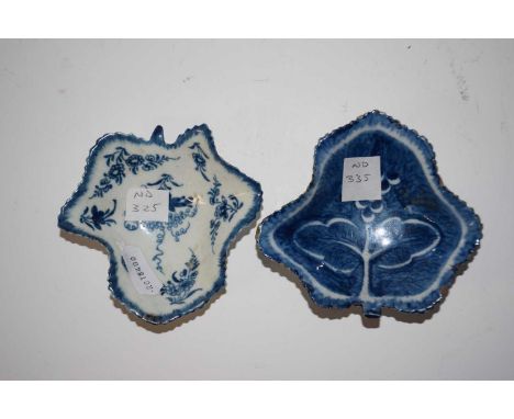 A Worcester pickle dish together with a Bow porcelain example (rim chips)