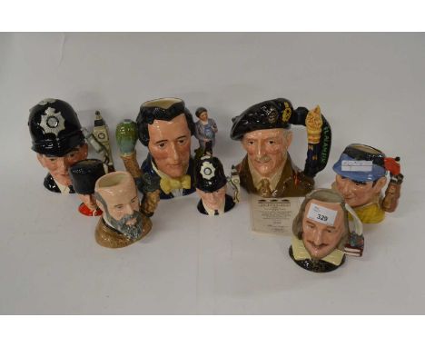 Collection of Royal Doulton Toby Jugs, The London Bobby, Sir Henry Dalton, Field Marshall Montgomery, George Tinworth etc