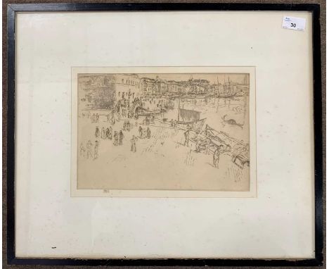 James Mcneill Whistler (1834-1903), The Riva, Venice, etching, bears signature lower left, 32x22cm, framed and glazed
