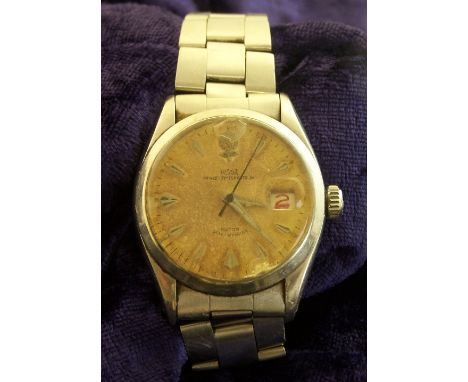 A Gentleman's Tudor Prince Oysterdate 34 Wristwatch with date aperture and baton numerals, in a stainless steel case and on o