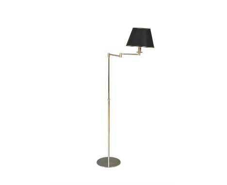 LAMP A gilt metal standard lamp, with articulating shade. 30 x 30 x 160cm(h)