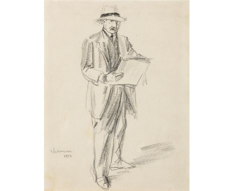 MAX LIEBERMANN (1847-1935)Self-Portrait, Sketching (1914)Black Chalk, 34.5 x 25.5cmSigned and dated 1914Provenance: Arthur Ka