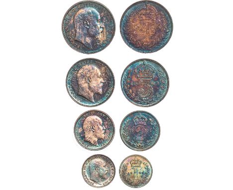 Edward VII, Maundy set, 1904, bare head r., rev. crowned mark of value within wreath (S.3985; ESC.2520), in original dated ca
